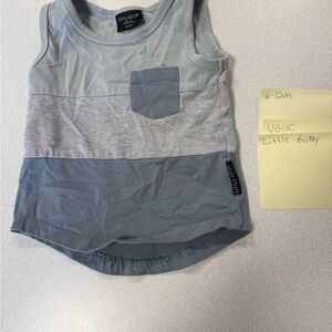 Little Bipsy Kids Tank Top - Light Blue and Gray 6-12m